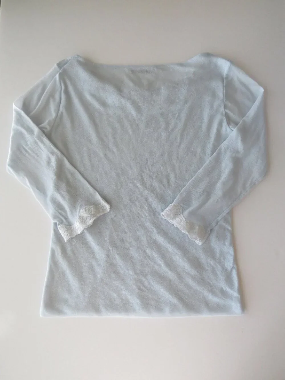 Vintage Italian Daniel & Mayer Top, Beaded Powder Blue Mesh Cami, Made in Italy